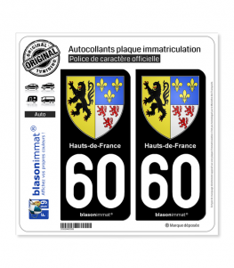 60 Hauts-de-France - Armoiries | Autocollant plaque immatriculation