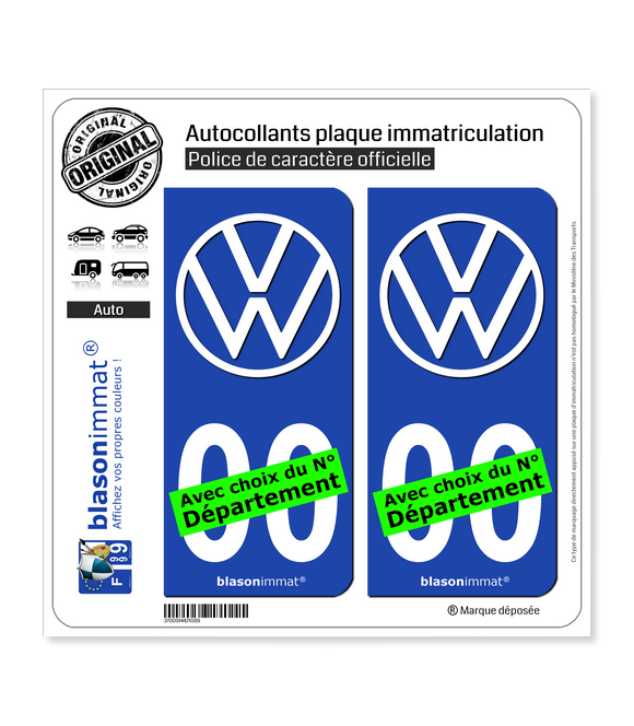 Volkswagen - Macaron | Autocollant plaque immatriculation