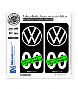 Volkswagen - Macaron | Autocollant plaque immatriculation (Fond Noir)