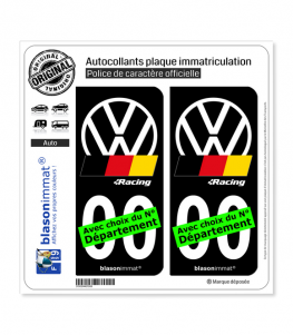 Volkswagen - Racing | Autocollant plaque immatriculation (Fond Noir)