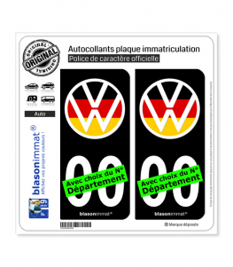 Volkswagen - Macaron Drapé | Autocollant plaque immatriculation (Fond Noir)