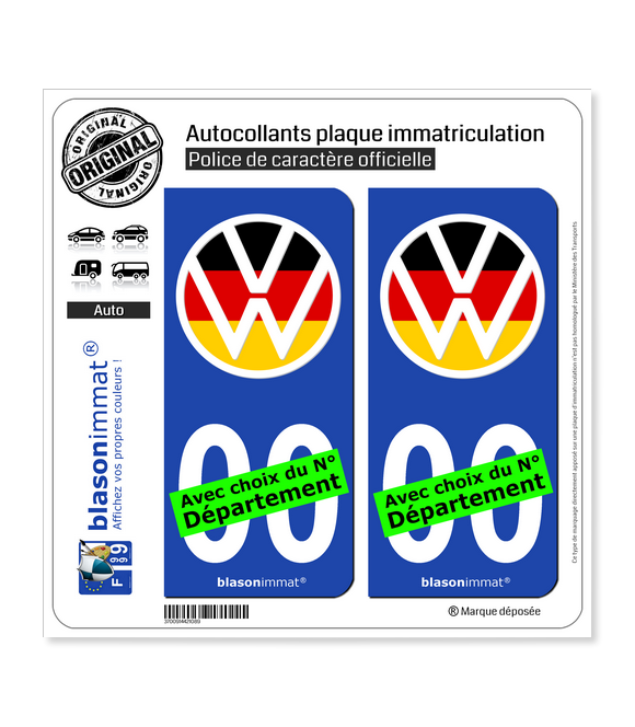 Volkswagen - Macaron Drapé | Autocollant plaque immatriculation