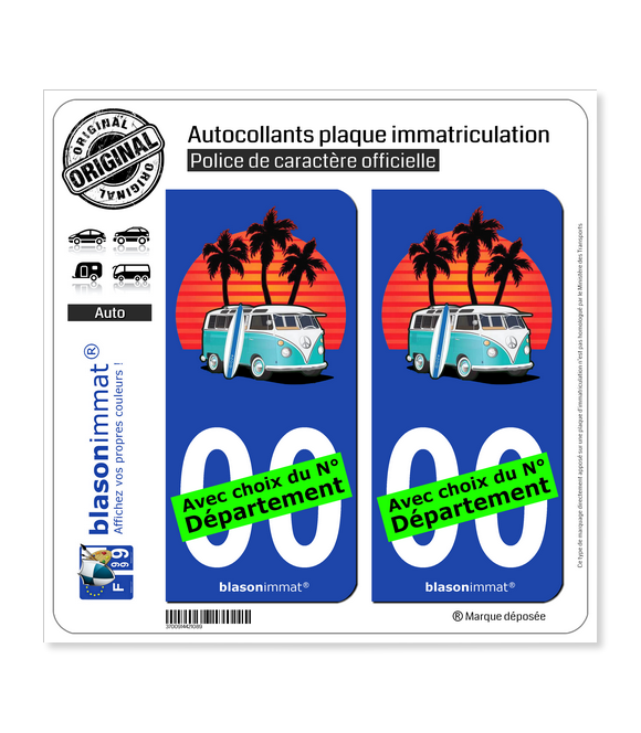 Volkswagen - Van Snowboards | Autocollant plaque immatriculation