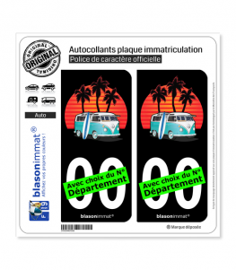 Volkswagen - Van Snowboards | Autocollant plaque immatriculation (Fond Noir)