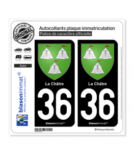 36 La Châtre - Armoiries | Autocollant plaque immatriculation