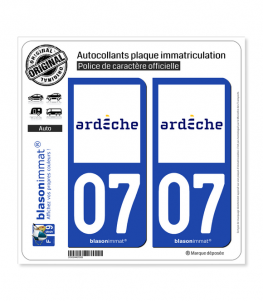 07 Ardèche - Département | Autocollant plaque immatriculation