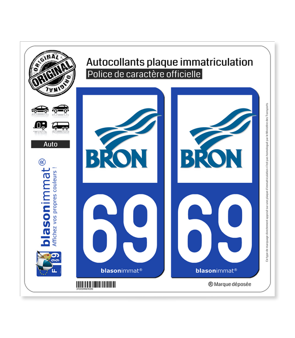 69 Bron - Ville | Autocollant plaque immatriculation