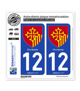 12 Occitanie - Armoiries | Autocollant plaque immatriculation