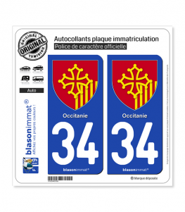 34 Occitanie - Armoiries | Autocollant et plaque immatriculation