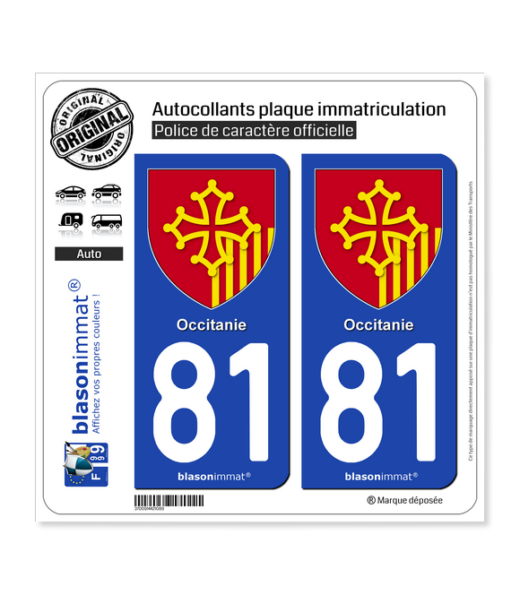 81 Occitanie - Armoiries | Autocollant plaque immatriculation