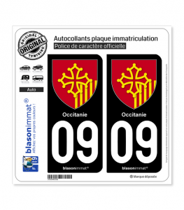 09 Occitanie - Armoiries | Autocollant plaque immatriculation