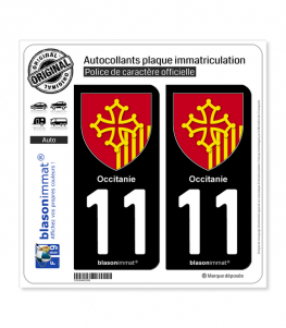 11 Occitanie - Armoiries | Autocollant plaque immatriculation