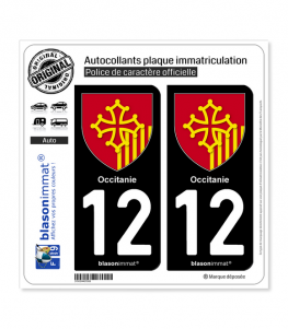 12 Occitanie - Armoiries | Autocollant plaque immatriculation