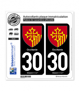 30 Occitanie - Armoiries | Autocollant plaque immatriculation