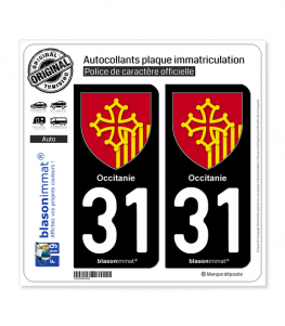 31 Occitanie - Armoiries | Autocollant plaque immatriculation