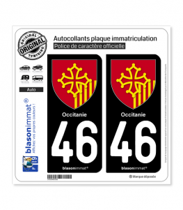 46 Occitanie - Armoiries | Autocollant plaque immatriculation