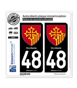 48 Occitanie - Armoiries | Autocollant plaque immatriculation