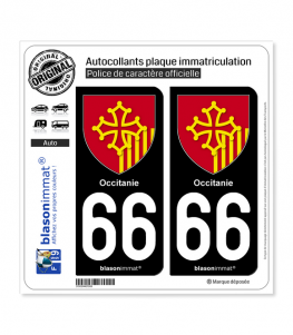 66 Occitanie - Armoiries | Autocollant plaque immatriculation