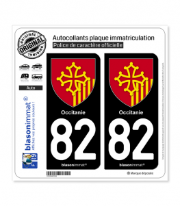82 Occitanie - Armoiries | Autocollant plaque immatriculation
