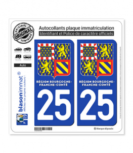 25 Bourgogne-Franche-Comté - LogoType II | Autocollant plaque immatriculation