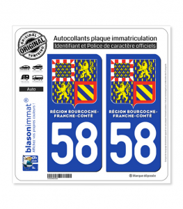 58 Bourgogne-Franche-Comté - LogoType II | Autocollant plaque immatriculation