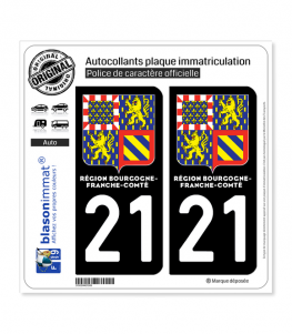 2 Stickers autocollant plaque immatriculation 25 France Comté LogoType 