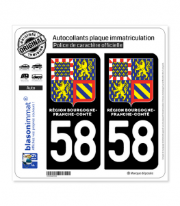 58 Bourgogne-Franche-Comté - LogoType II | Autocollant plaque immatriculation