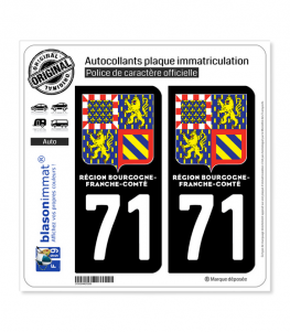 2 Stickers Département 71 (Saône-et-Loire) Pour Plaque D'immatriculation - Dimensions 45x98 Mm - Résistants Aux UV Et Lavages - Garantie 5 Ans - 2