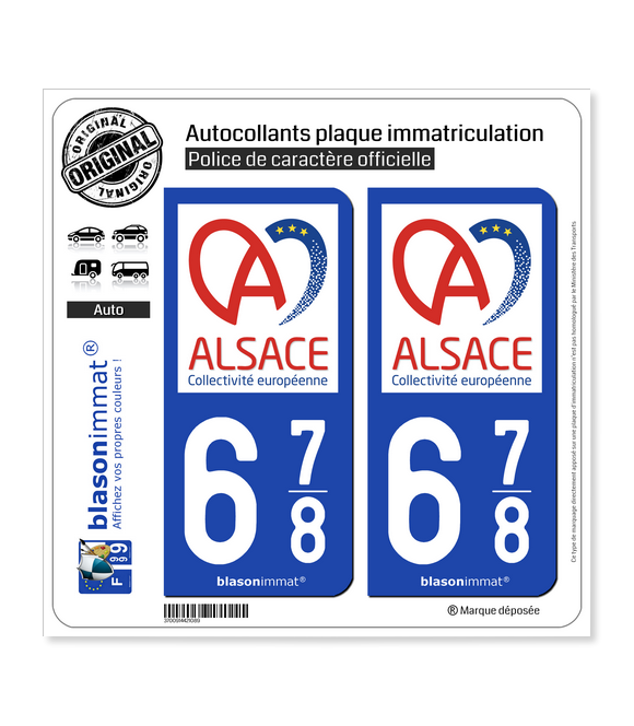 678 Alsace - Collectivité européenne | Autocollant plaque immatriculation
