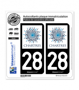 28 Chartres - Ville | Autocollant plaque immatriculation