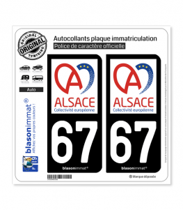 67 Alsace - Collectivité européenne | Autocollant plaque immatriculation