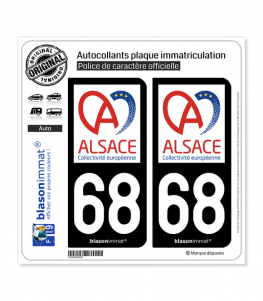 68 Alsace - Collectivité européenne | Autocollant plaque immatriculation
