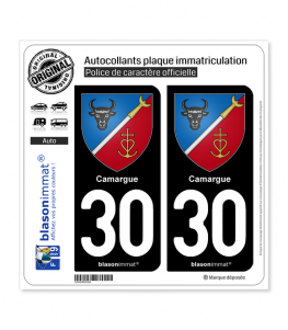 30 Camargue - Armoiries | Autocollant plaque immatriculation