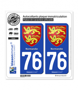 76 Normandie - Armoiries | Autocollant plaque immatriculation