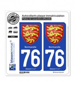 76 Normandie - Les 3 Léopards | Autocollant plaque immatriculation