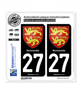 27 Normandie - Armoiries | Autocollant plaque immatriculation
