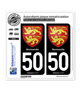 50 Normandie - Armoiries | Autocollant plaque immatriculation