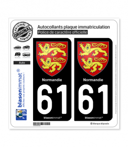 61 Normandie - Armoiries | Autocollant plaque immatriculation