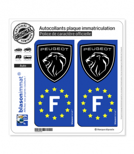 F Peugeot - Identifiant Européen | Autocollant plaque immatriculation