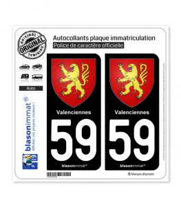 59 Valenciennes - Armoiries | Autocollant plaque immatriculation