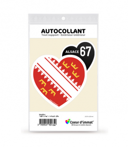 Alsace 67 - Drapée | Autocollant Coeur j'aime