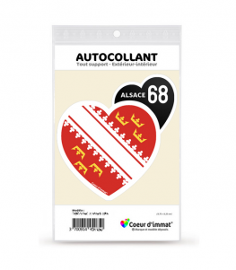 Alsace 68 - Drapée | Autocollant Coeur j'aime