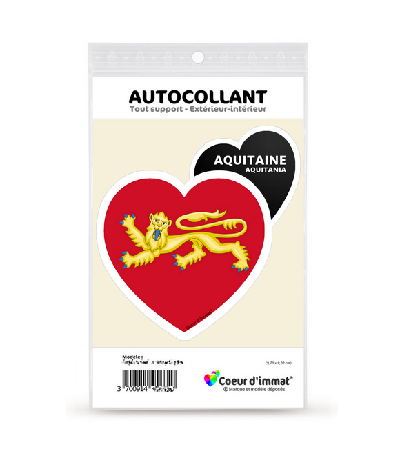 Aquitaine - Blason | Autocollant Coeur j'aime