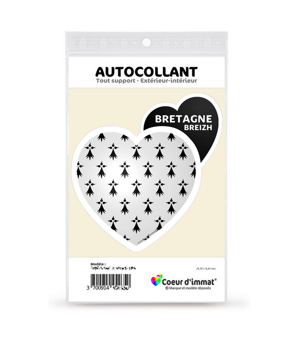 Bretagne - Blason | Autocollant Coeur j'aime