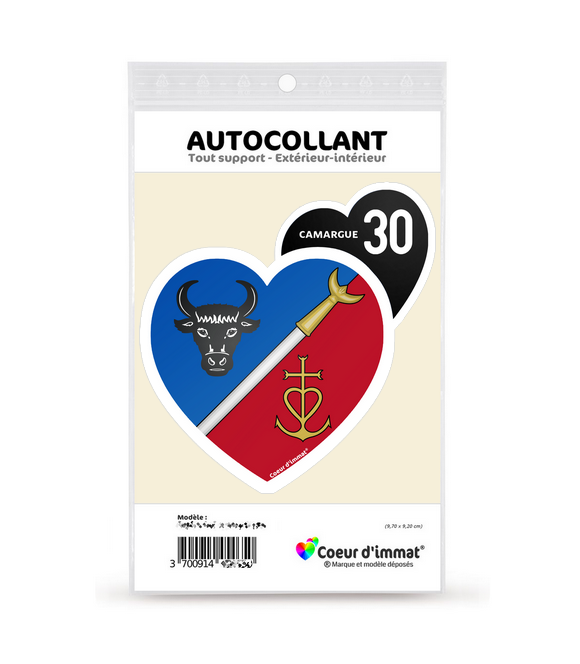 Camargue 30 - Blason | Autocollant Coeur j'aime