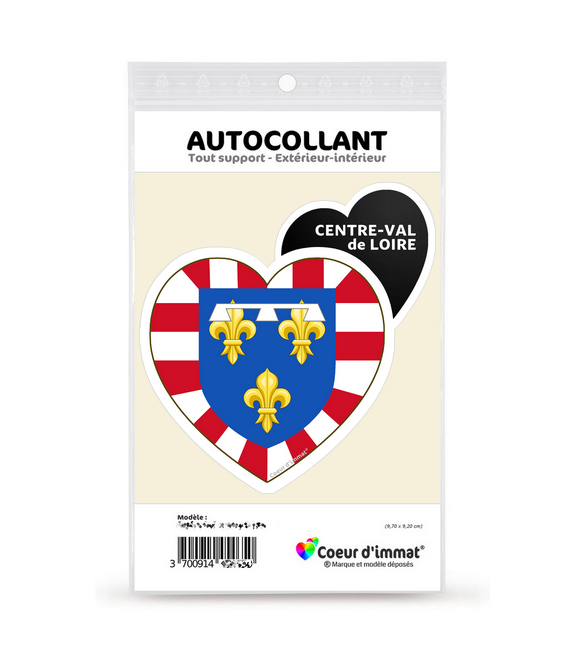 Centre-Val de Loire - Blason | Autocollant Coeur j'aime