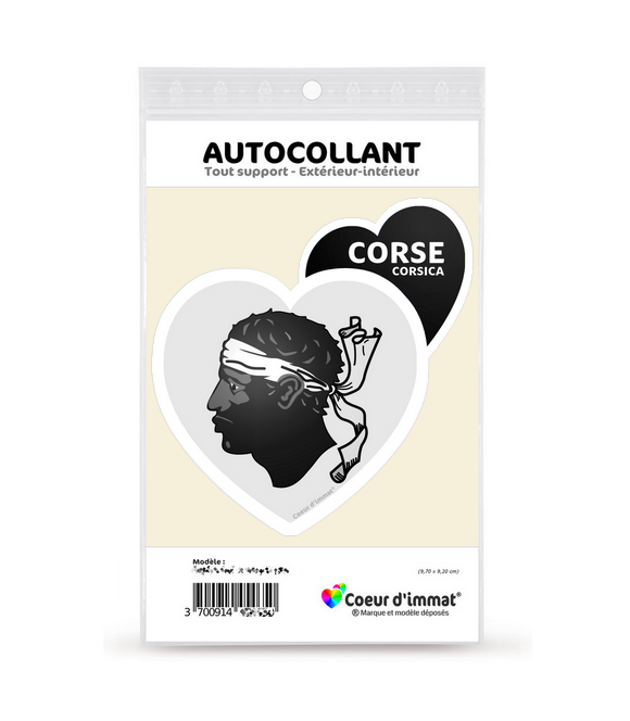 Corse - Blason | Autocollant Coeur j'aime