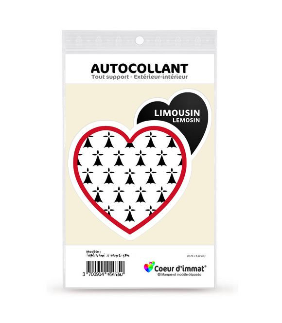 Limousin - Blason | Autocollant Coeur j'aime