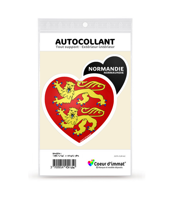 Normandie - Blason | Autocollant Coeur j'aime