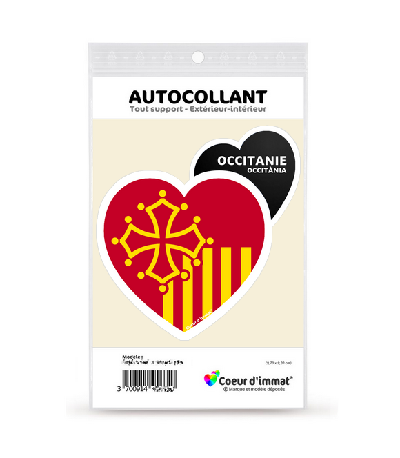 Occitanie - Drapée | Autocollant Coeur j'aime